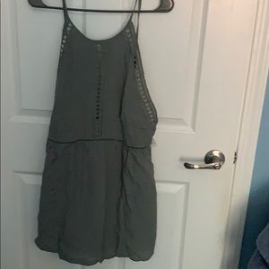 Tobi Olive Green Eyelet Mini Dress